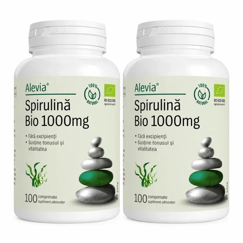 Spirulină Bio 1000 mg, 2x100 comprimate, Alevia — preț și oferte