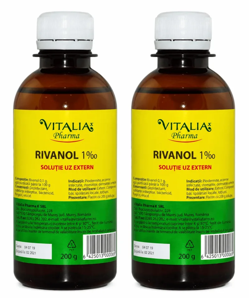 Rivanol 0,1%, 2x200 g, Vitalia Vitalia Pharma — preț și oferte