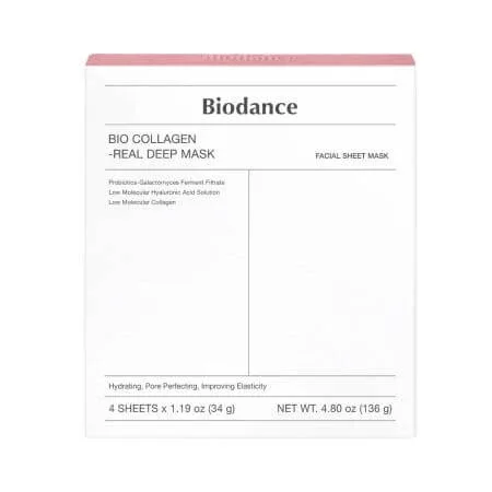 Set masti pentru hidratare intensa si fermitate Bio-Collagen Real Deep, 4 bucati, Biodance — preț și oferte