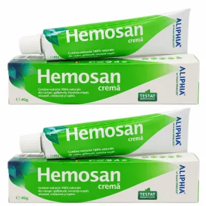 Hemosan crema Aliphia pentru zone inflamate, 2x40 g, Exhelios