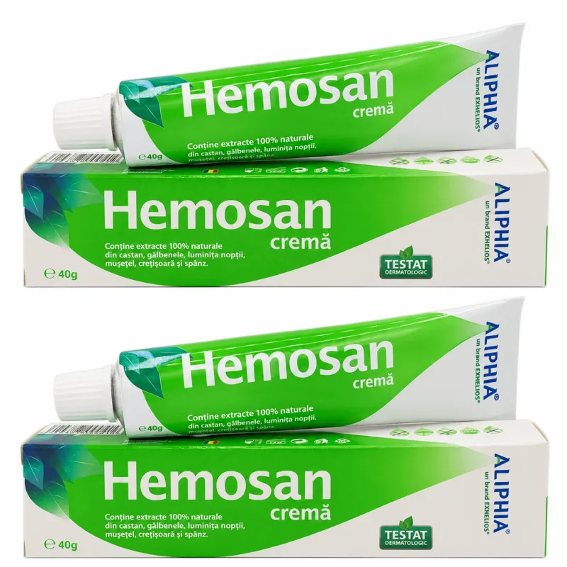 Hemosan crema Aliphia pentru zone inflamate, 2x40 g, Exhelios — preț și oferte