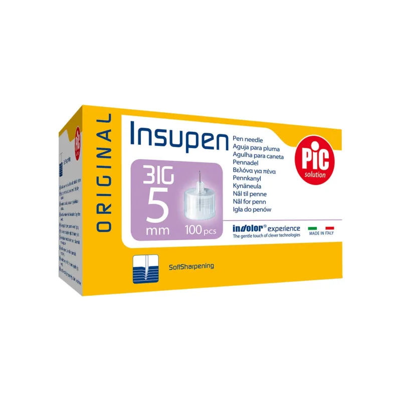 Pic Solution Insupen, ace pentru stilou cu insulină, 31G (0,25 mm) x 5 mm, 100 bucăți — preț și oferte