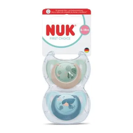 Set suzete First Choice, Broasca testoasa/Balena, 6-18 luni, 2 bucati, Nuk — preț și oferte