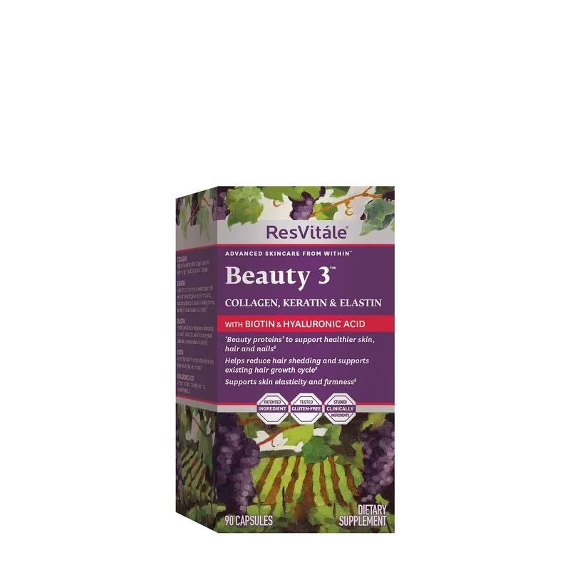 GNC ResVitale Beauty 3, Formula pentru Par, Piele si Unghii cu Colagen, Keratina si Elastina | 90 cps — preț și oferte