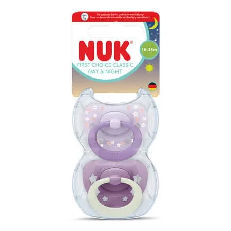 Set suzete Day&Night First Choice Classic, Roz, 18-36 luni, 2 bucati, Nuk — preț și oferte