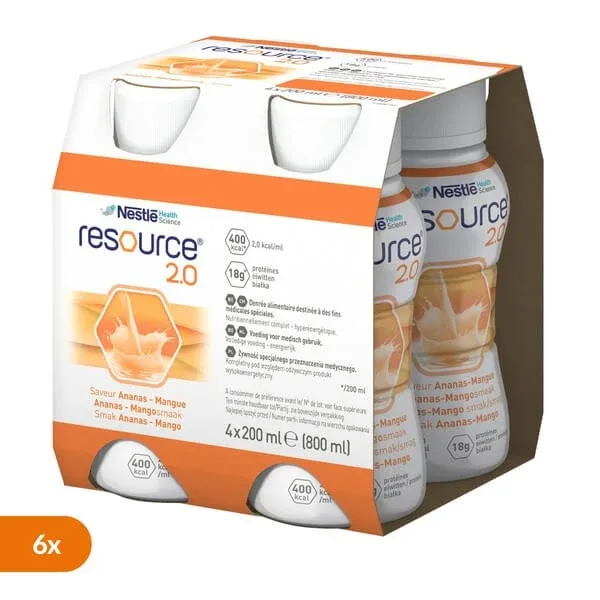 Set de 6 x Resource 2.0, lichid cu aromă de ananas-mango, 4 x 200 ml — preț și oferte