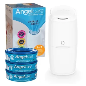 Angelcare, Coș pentru scutece clasic, alb, 1 buc + umplutură, 3 bucăți