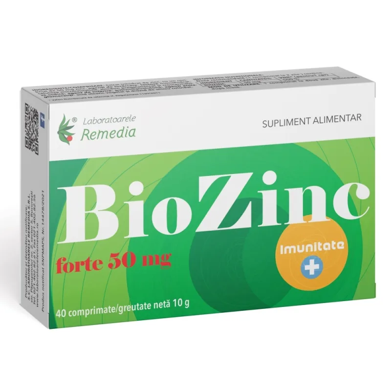 Biozinc Forte 50 mg, 40 comprimate, Laboratoarele Remedia — preț și oferte
