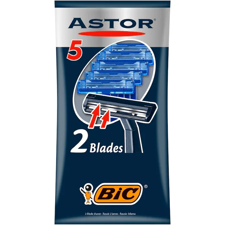 Pachet Aparat de ras dispozabil cu 2 lame Astor Twin, 5 bucati, BIC — preț și oferte