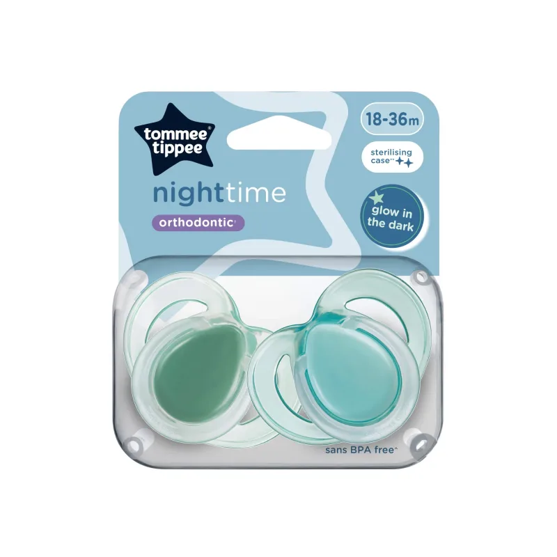 Suzete ortodontice Night Time, 18-36 luni, 2 bucati, Verde, Tommee Tippee — preț și oferte