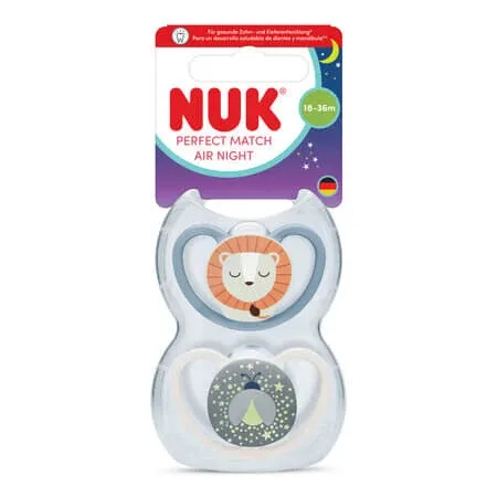 Set suzete Perfect Match Air Night, 18-36 luni, 2 bucati, Nuk — preț și oferte