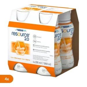 Set de 4 x Resource 2.0, lichid cu aromă de caise, 4 x 200 ml