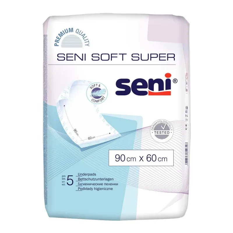 Aleze de protecţie, 90 cm x 60 cm, 5 bucati, Seni Soft Super — preț și oferte