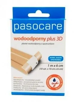 Plasturi, impermeabili cu pansament 3D Plus Pasocare, 1mx6cm, 10 buc x 10cmx6cm, 1 buc - Rezistență lungă!