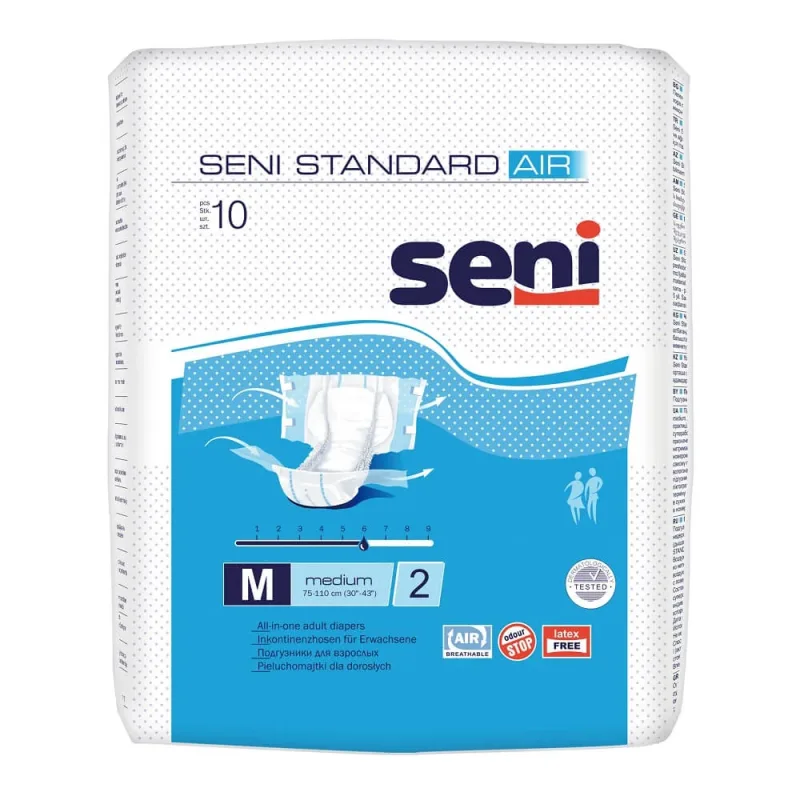 Scutece cu sistem închis, Medium, 10 bucati, Seni Standard Air — preț și oferte