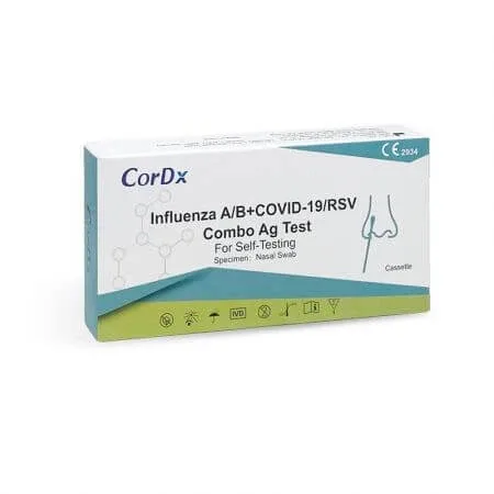 Kit de testare rapida pentru gripa A si B + Covid19 + RSV, 1 bucata, CorDX — preț și oferte