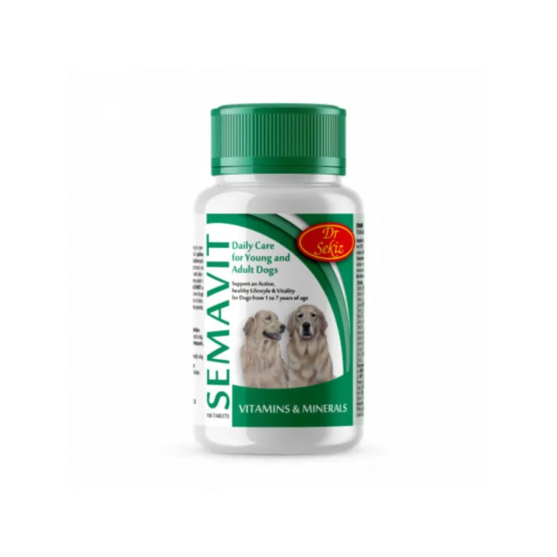 DR. SEKIZ Semavit, XS-XL, multivitamine câini, flacon, 100 comprimate — preț și oferte