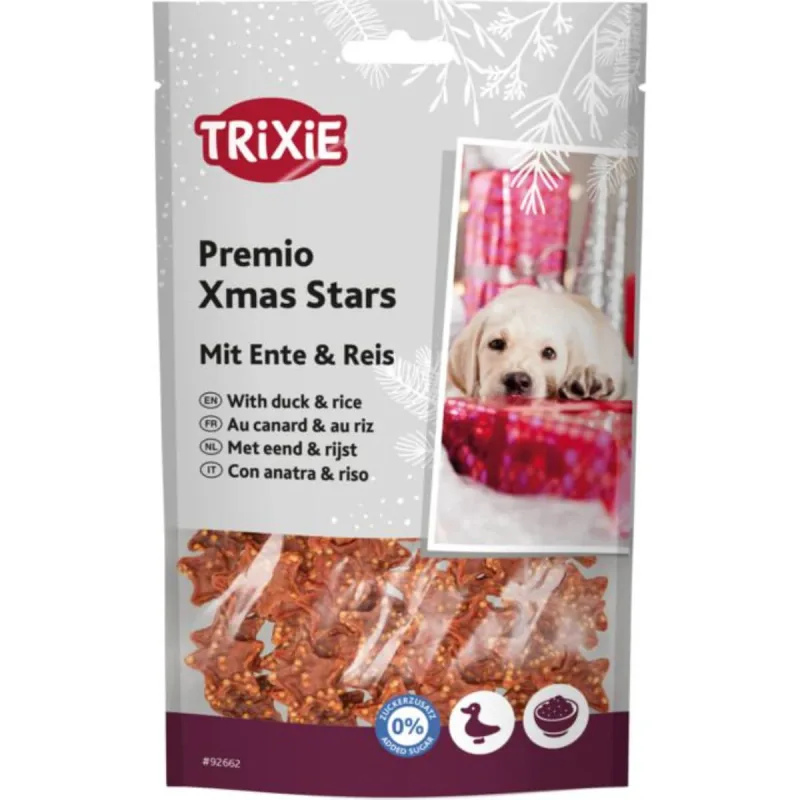 TRIXIE Christmas Premio Stars, XS-XL, Rață și Orez, recompense câini, 100g — preț și oferte