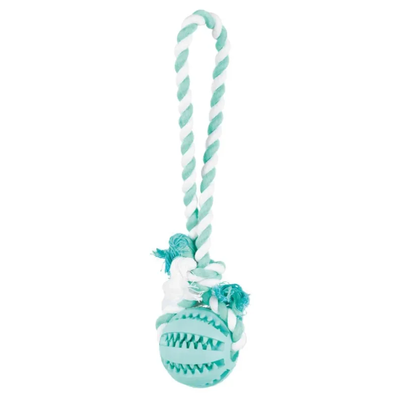 TRIXIE Dentafun, jucărie minge cu sfoară câini, cauciuc, 7cm x 24cm, multicolor — preț și oferte