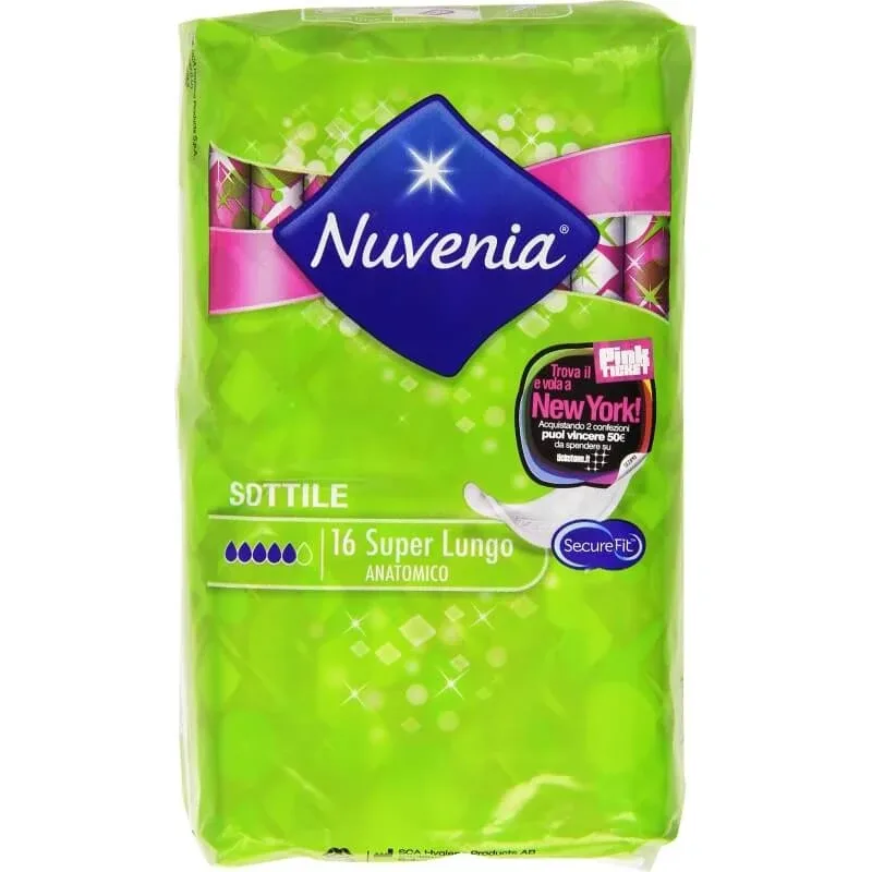 Nuvenia subțire – 16 tampoane anatomice super lungi — preț și oferte