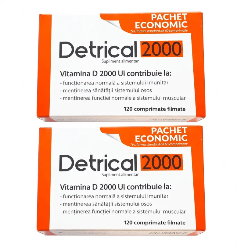 Detrical Vitamina D 2000UI, 2x120 comprimate filmate, Zdrovit — preț și oferte