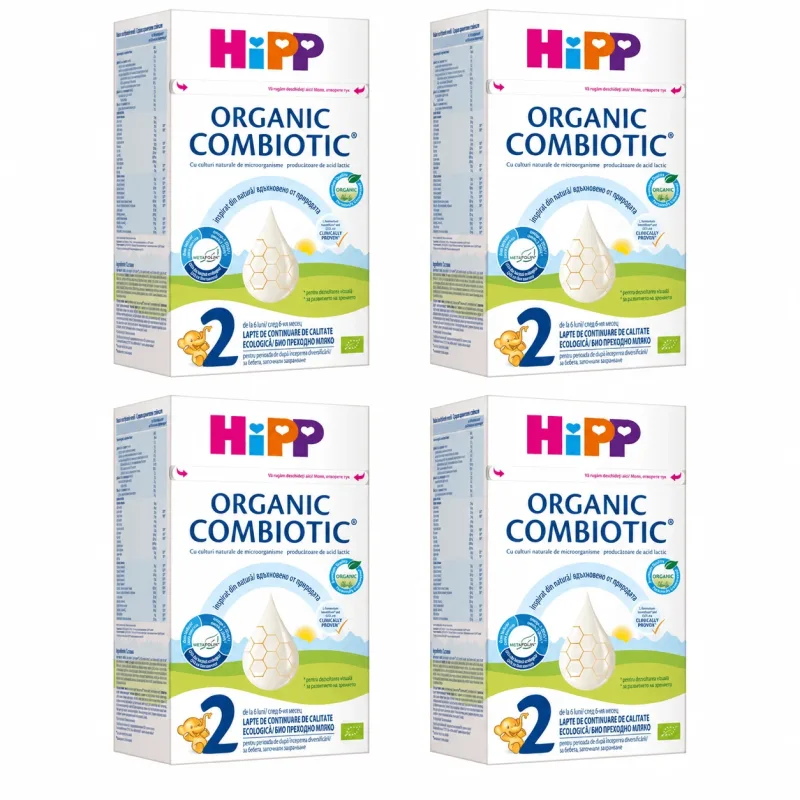 Lapte praf formulă de continuare Organic Combiotic 2, +6 luni, 4x800 gr, Hipp  — preț și oferte