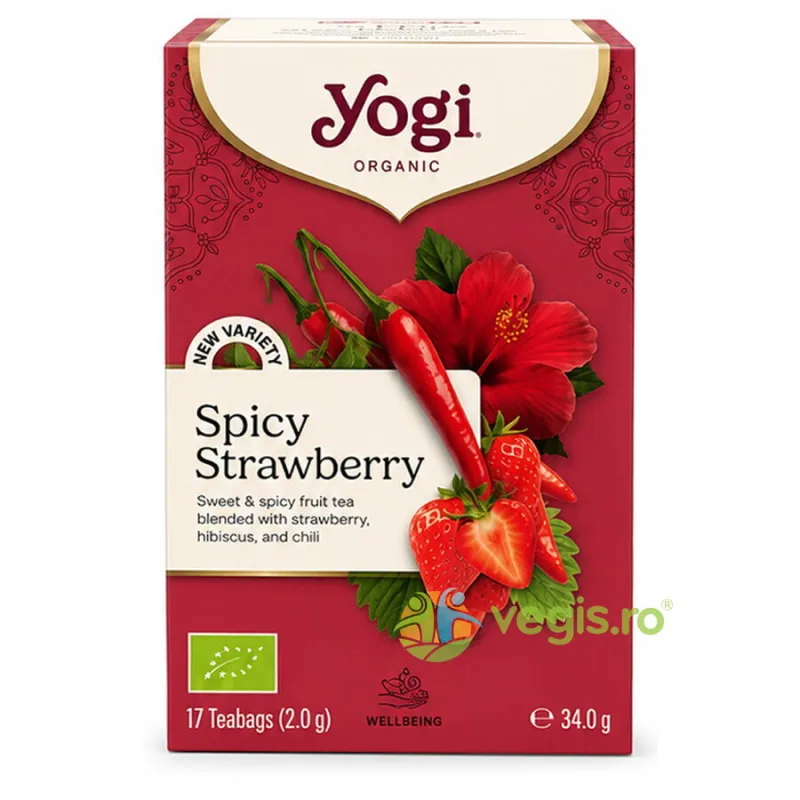 Ceai Spicy Strawberry Ecologic/Bio 17 plicuri YOGI TEA — preț și oferte