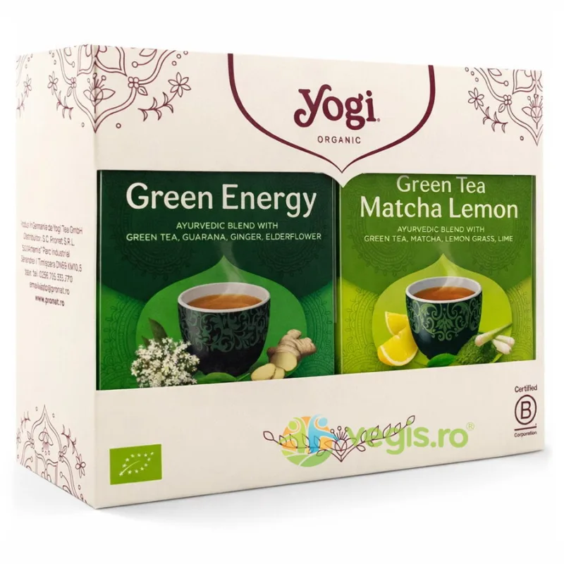 Pachet Ceai Energie Verde Ecologic/Bio 17 plicuri + Ceai Matcha Lemon Ecologic/Bio 17 plicuri YOGI TEA — preț și oferte