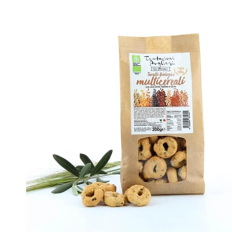 Covrigei Taralli Multicereale cu ulei extra virgin de masline, 200g, Tentazioni Pugliesi — preț și oferte