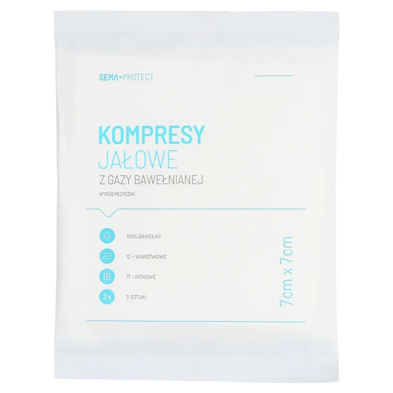 SEMA Protect, tampoane de tifon sterile, 17 fire, 12 straturi, 7 cm x 7 cm, 3 bucăți — preț și oferte
