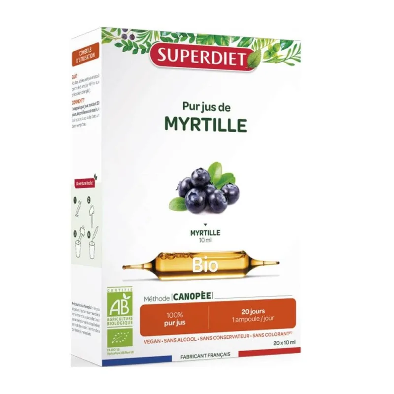 Superdiet Blueberry Pure Juice 20 fiole pentru vederea ochilor 20x10ml — preț și oferte
