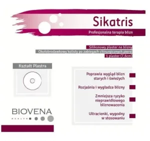 Sikatris, plasture de cicatrice din silicon, circular periwinkle 7,6 cm, 5 buc - Termen lung!