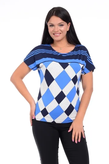 Bluza dama CV20047 albastru geometric, Cesy | marimea M CESY INFINITY — preț și oferte