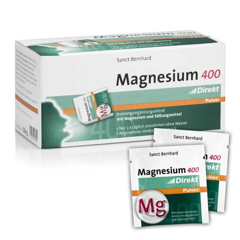 Magneziu Direkt 400 mg 60 plicuri aromă de zmeură (Citrat + Oxid) Sanct Bernhard — preț și oferte