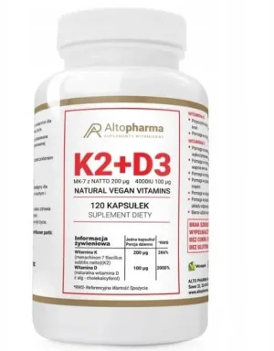 Altopharma K2 MK-7 cu NATTO 200mcg + D3 4000IU 100mcg ...