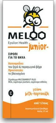 MELOO Junior sirop pentru copii pentru tuse uscată și productivă cu miere și portocale 175ml