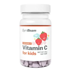 GymBeam Aspirație de vitamina C pentru copii, tablete, aromă de căpșuni, 120 buc.