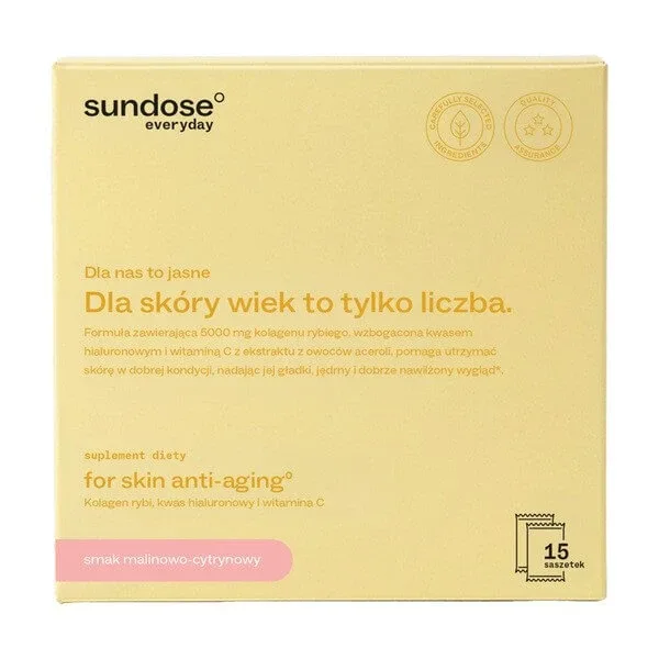 Sundose Everyday For Skin Anti-Aging, pliculețe cu pulbere, aromă de zmeură și lămâie, 15 buc. — preț și oferte