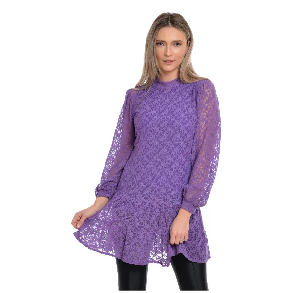 Bluza dantela volane CP22023 mov, Cesy | marimea M CESY INFINITY — preț și oferte
