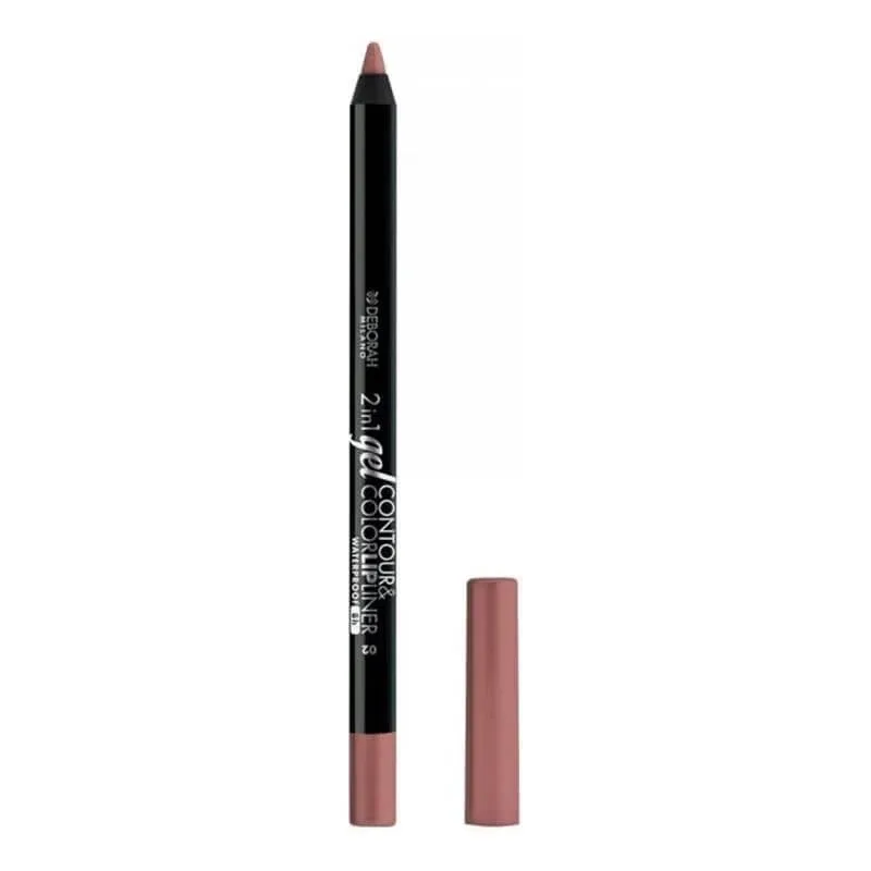 Deborah 2 în 1 gel pentru contur și culoare – creion de buze – rezistent la apă – nr. 02 nude brown — preț și oferte
