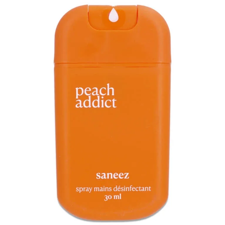 SANEEZ PEACH ADDICT SPRAY DEZINFECTANT PENTRU MÂINI 30 ML — preț și oferte
