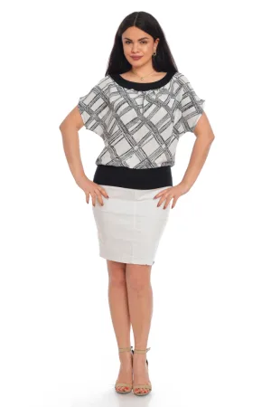 Bluza enform CV21033 negru & alb imprimeu, Cesy | marimea M
