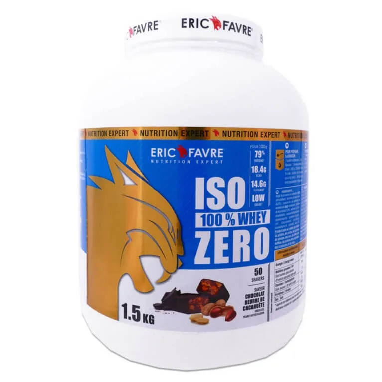 ERIC FAVRE ISO ZERO 100% WHEY, AROMĂ DE CIOCOLATĂ ȘI UNT DE ALUNE, 1,5 kg — preț și oferte