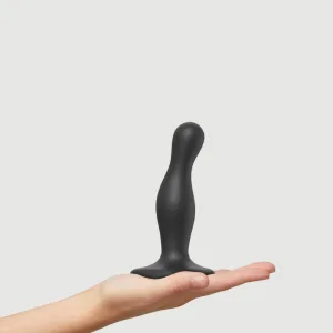 Dildo Curvy Plug mic, din silicon premium, cu ventuză – Negru
