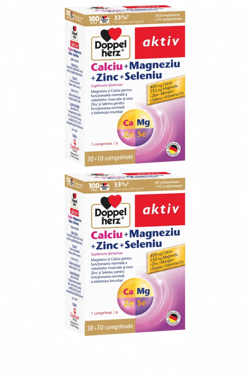 Doppelherz 2x40 comprimate Calcium + Magnesium + Zinc + Selenium — preț și oferte