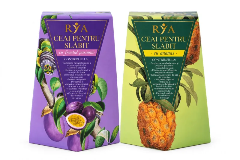 Ceai pentru slăbit cu fructul pasiunii, 60 g + Сu ananas, 60 g, Rya Vita — preț și oferte