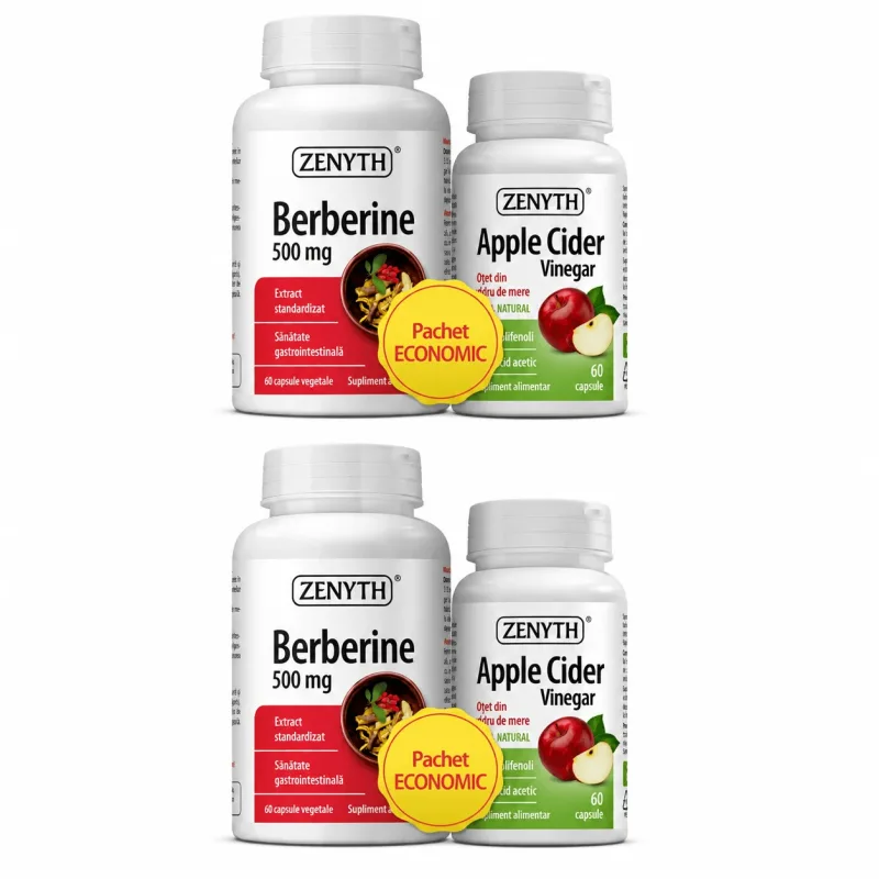 Pachet Berberine 500 mg, 120 capsule + Apple Cider Vinegar, 120 capsule, Zenyth — preț și oferte