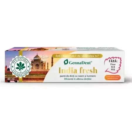 Pasta de dinti naturală cu neem și turmeric India Fresh GennaDent, 80 ml, Vivanatura — preț și oferte