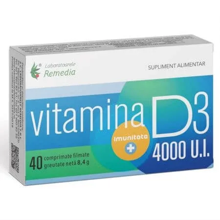 Vitamina D, 4000 UI, 40 comprimate, Remedia Laboratoarele Remedia — preț și oferte
