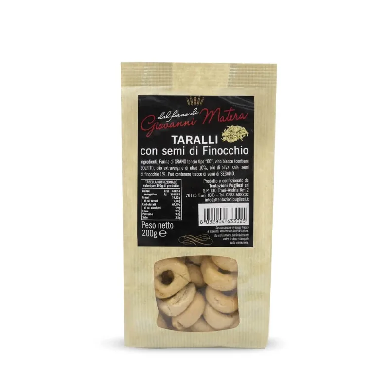 Covrigei cu ulei extra virgin de masline si seminte de chimen dulce  Taralli, 200 g, Tentazioni Pugliesi — preț și oferte